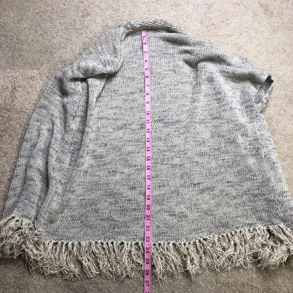 Joie Sona Heathered Gray Fringe Open Cardigan - Picture 10 of 12
